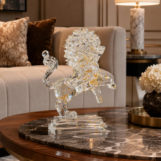 Bespoke Crystal Sculptural Decor | Jade Dou Lion Dancing | Made to Order