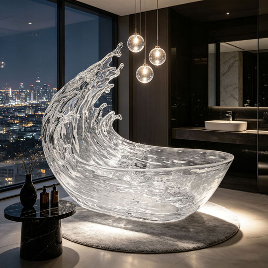 Bespoke Crystal Freestanding Bathtub | Sea Wave Jubilation | Made to Order
