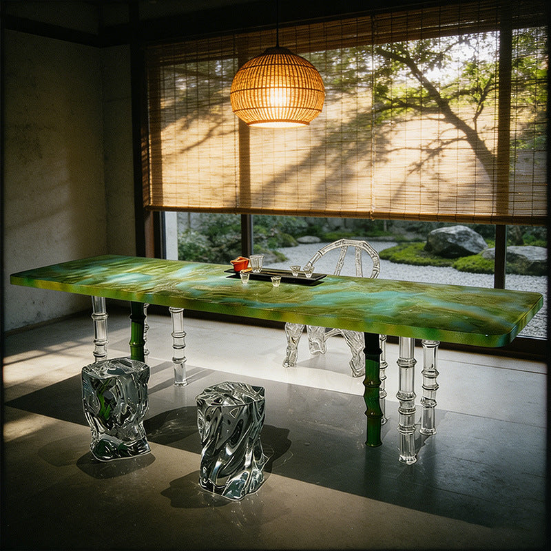 Bespoke Crystal Tea Table — Green Pine Green Bamboo