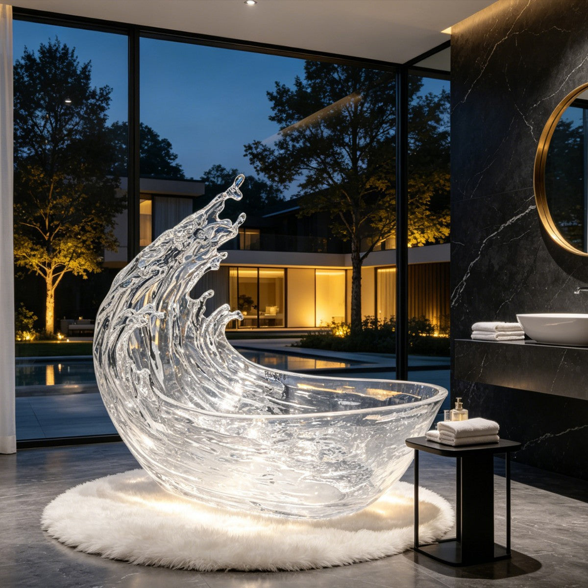 Bespoke Crystal Freestanding Bathtub | Sea Wave Jubilation | Made to Order