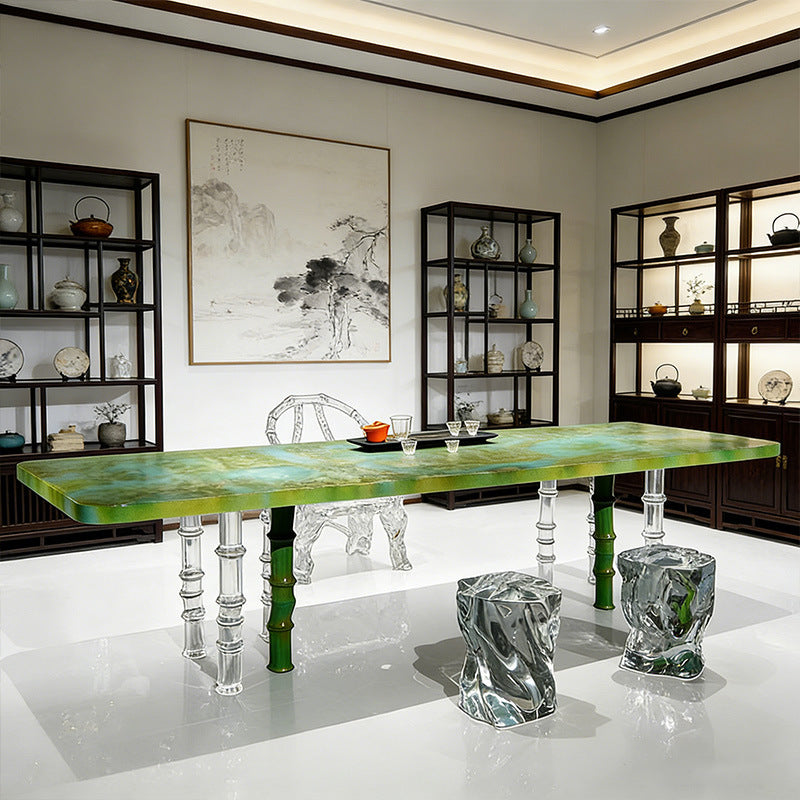 Bespoke Crystal Tea Table — Green Pine Green Bamboo