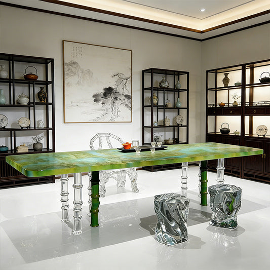 Bespoke Crystal Tea Table — Green Pine Green Bamboo
