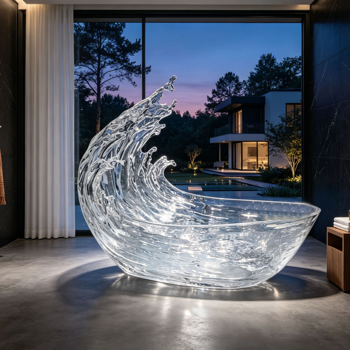 Bespoke Crystal Freestanding Bathtub | Sea Wave Jubilation | Made to Order