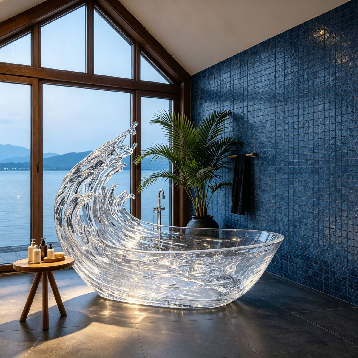 Bespoke Crystal Freestanding Bathtub | Sea Wave Jubilation | Made to Order