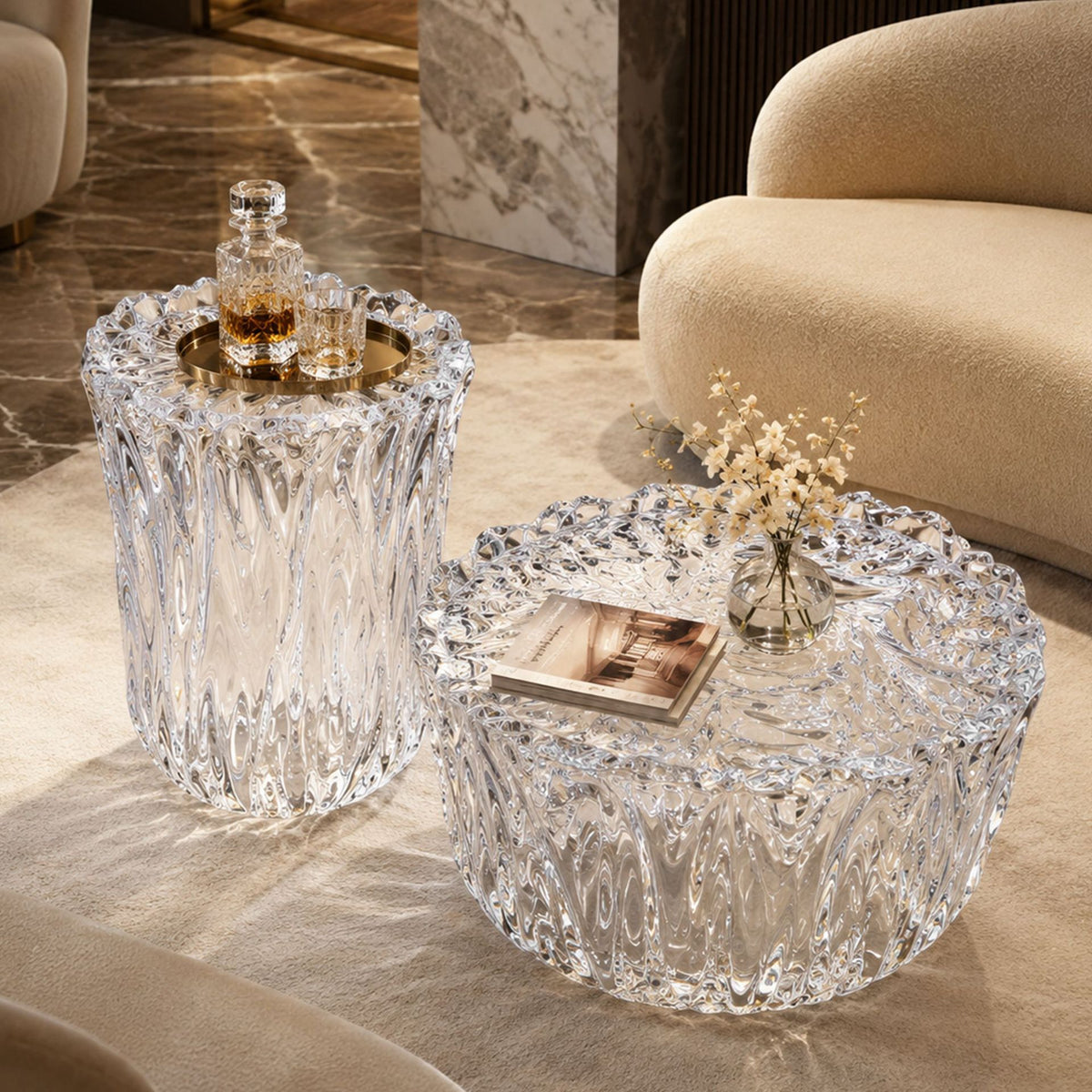 Bespoke Crystal Coffee Table | Fountain Art | Made to Order