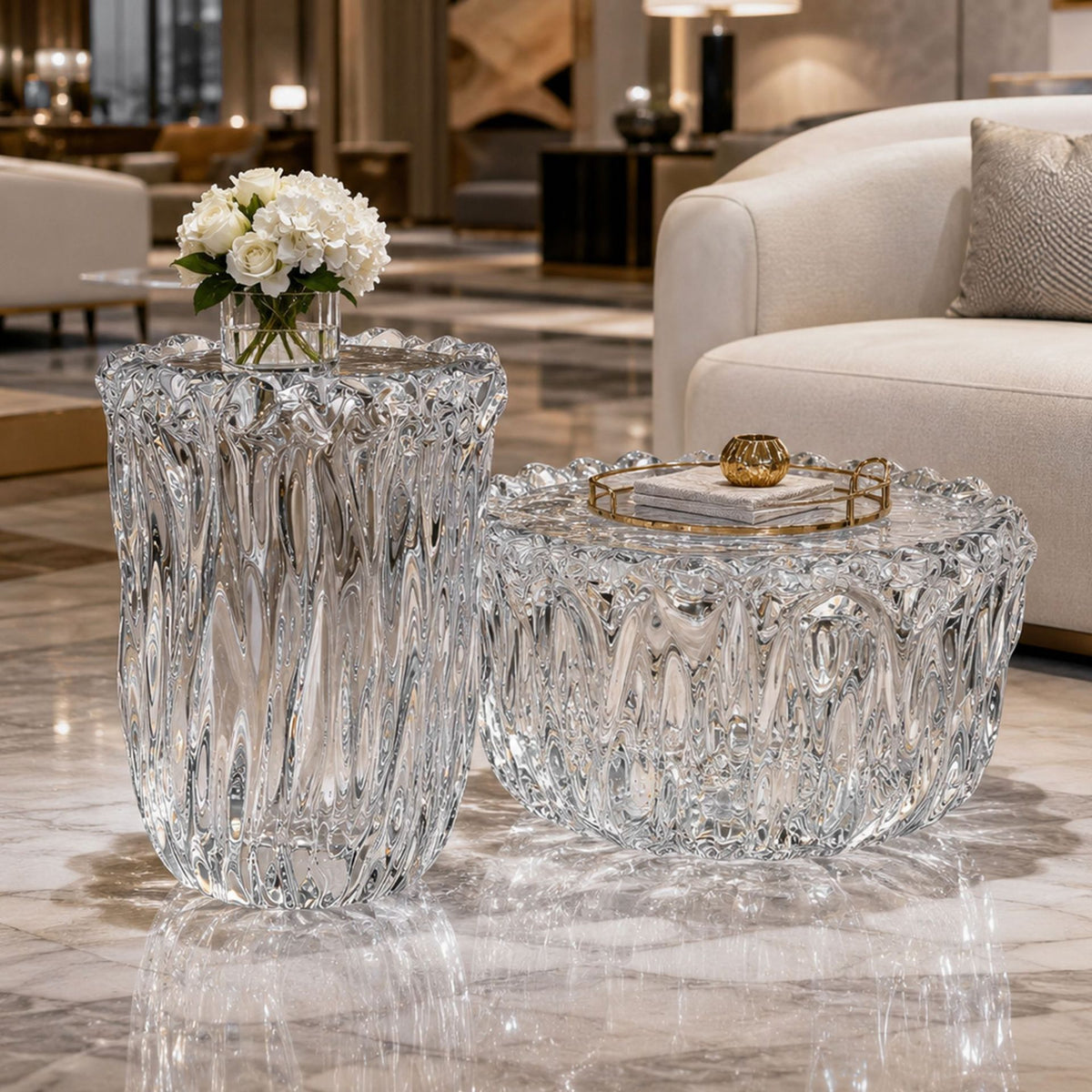 Bespoke Crystal Coffee Table | Fountain Art | Made to Order