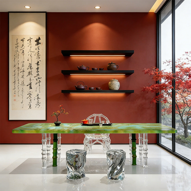 Bespoke Crystal Tea Table — Green Pine Green Bamboo