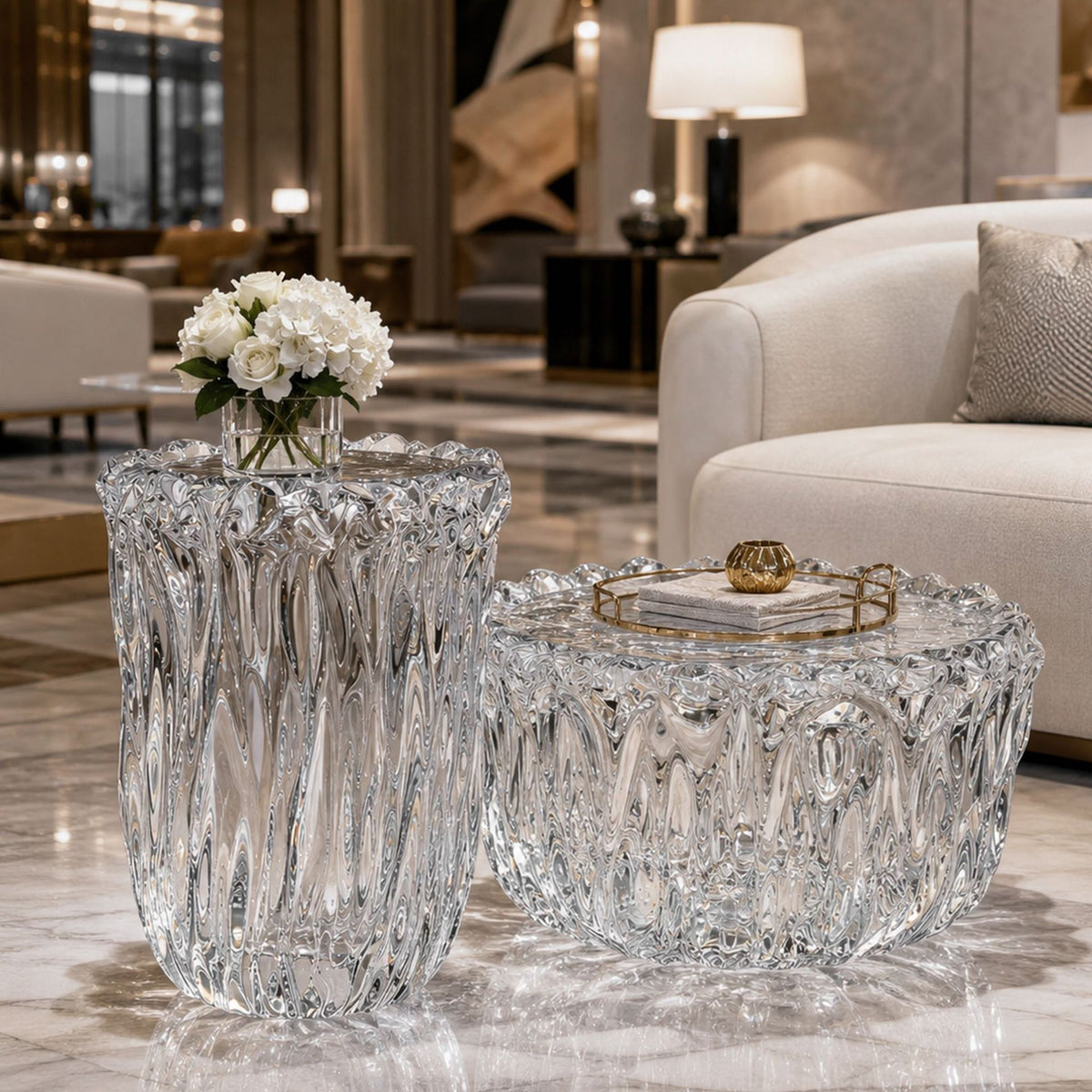 Bespoke Crystal Coffee Table | Fountain Art | Made to Order