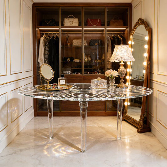 Bespoke Crystal Executive Desk | Oval Water Pattern | Made to Order