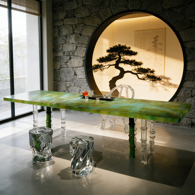 Bespoke Crystal Tea Table — Green Pine Green Bamboo